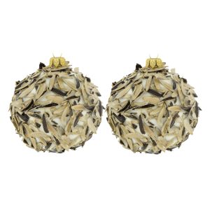 Dagmara kerstbal – glas – set van 2 – bedekt met zonnebloempit schubbe Dagmara kerstbal – glas – set van 2 – bedekt met zonnebloempit schubbe