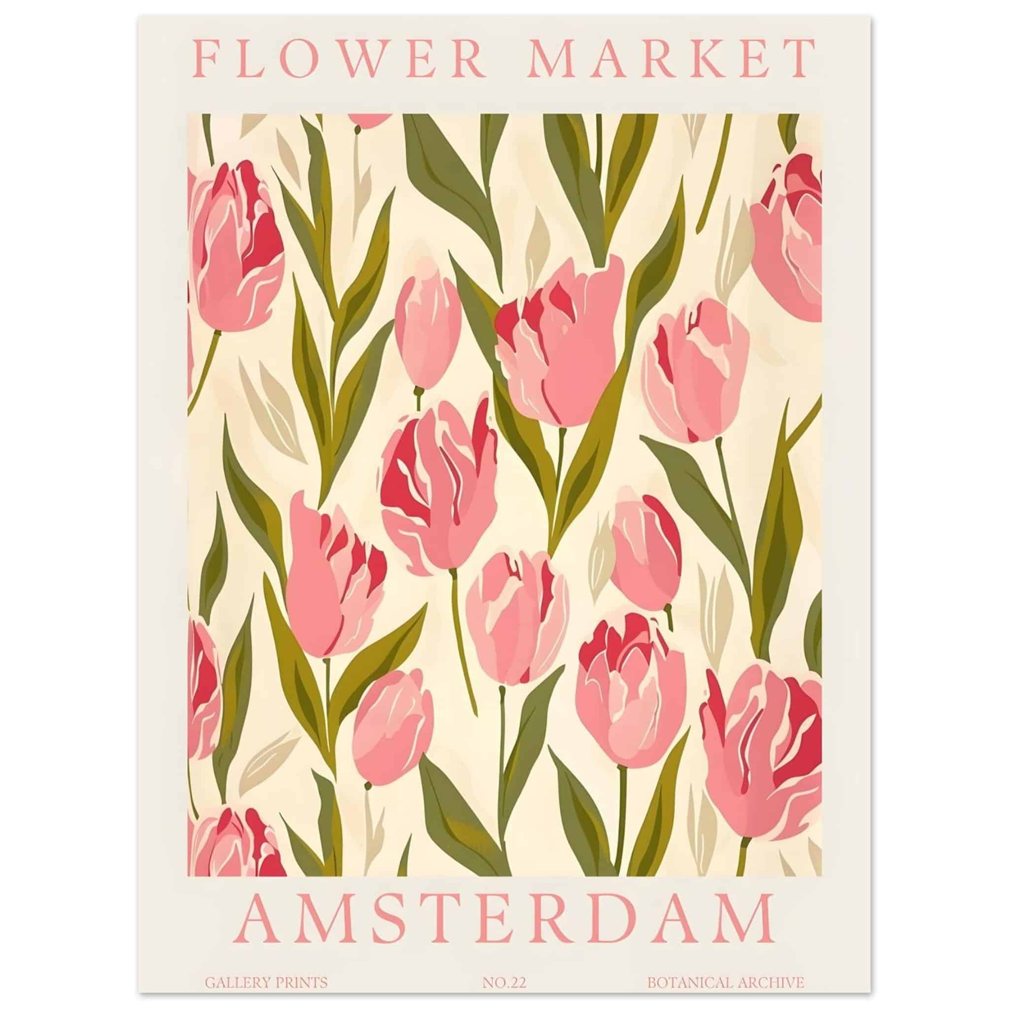 Artfulprints Poster Flower market - Amsterdam IV - 30x40 cm - Roze