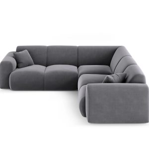Cosmopolitan Design Hoekbank Nolio 5-zits, flueel donkergrijs – 252×25 Cosmopolitan Design Hoekbank Nolio 5-zits, flueel donkergrijs – 252×25