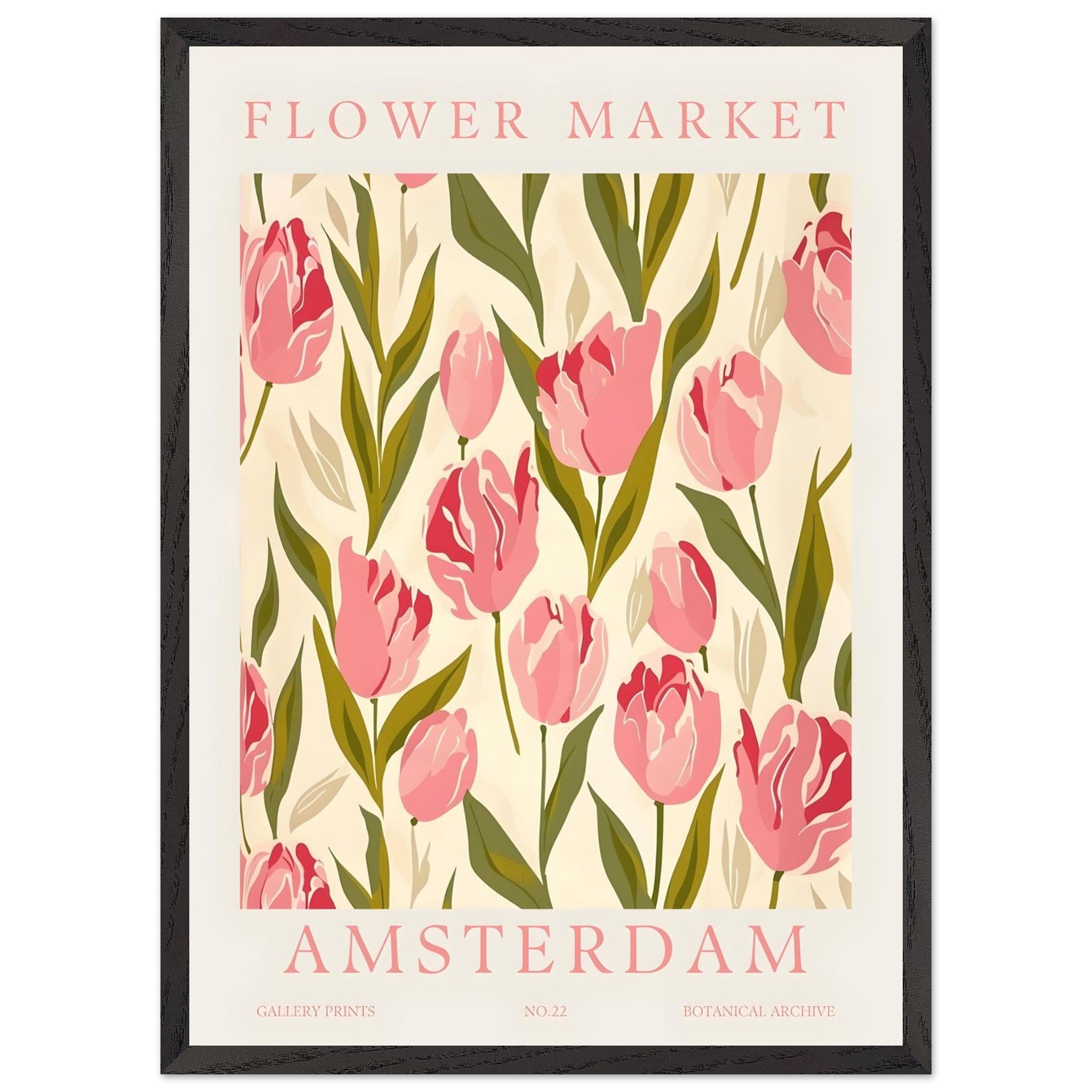 Artfulprints Poster met Lijst Flower market - Amsterdam IV - 50x70 cm