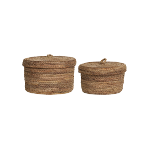 Artichok Tijl Ronde Opbergmanden Met Deksel Set van 2 – Bruin Artichok Tijl Ronde Opbergmanden Met Deksel Set van 2 – Bruin