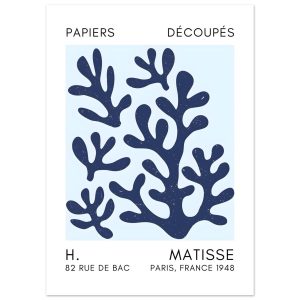 Artfulprints Poster Matisse – Coral shadows navy blue I – 50×70 cm – B