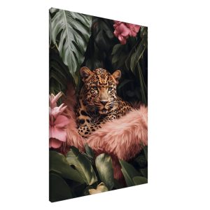 Artfulprints Canvas Tropical leopard canvas – 100×150 cm – Groen Artfulprints Canvas Tropical leopard canvas – 100×150 cm – Groen