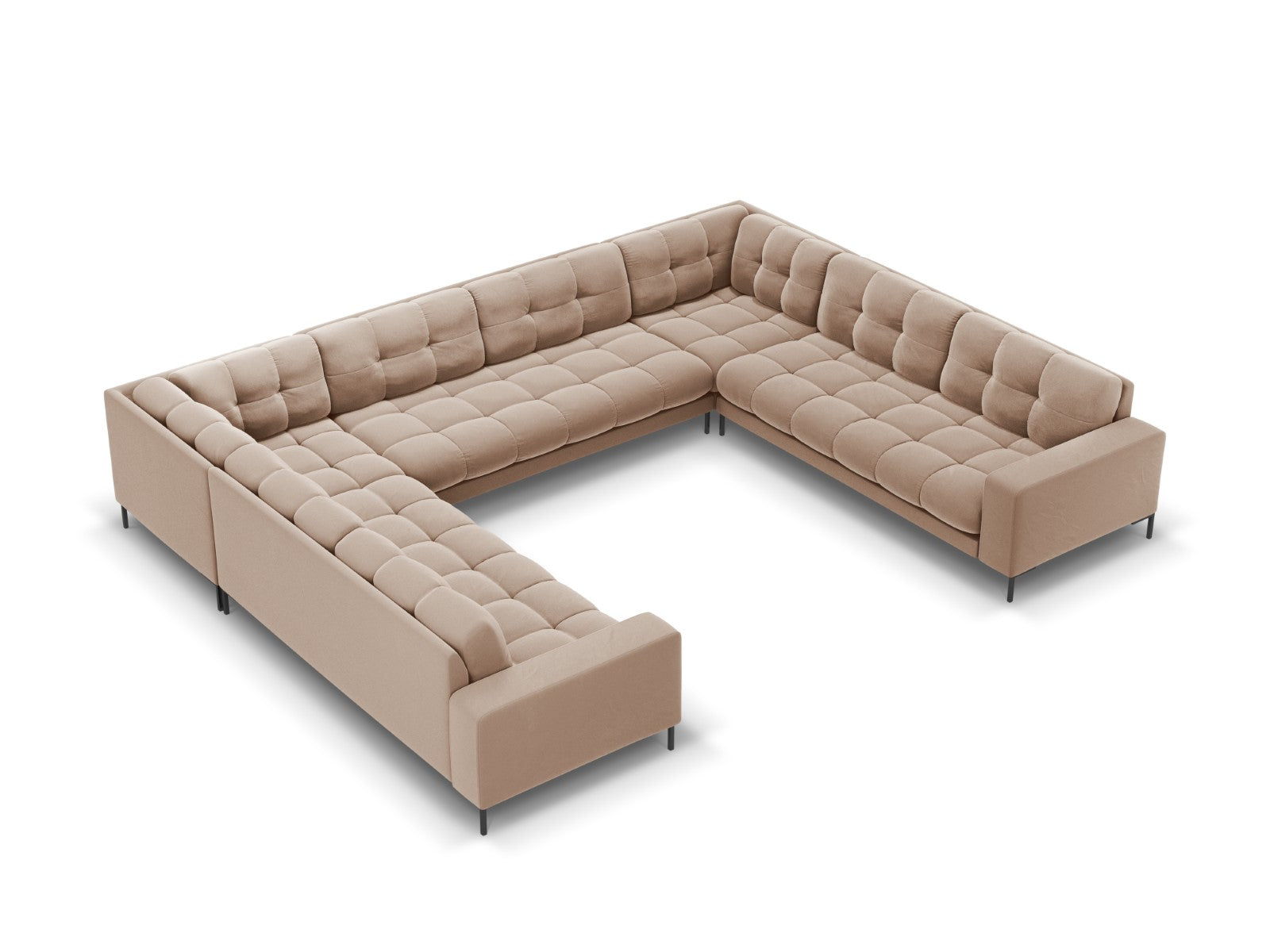 Cosmopolitan Design Panoramische bank Bali 9-zits, flueel, beige - 256
