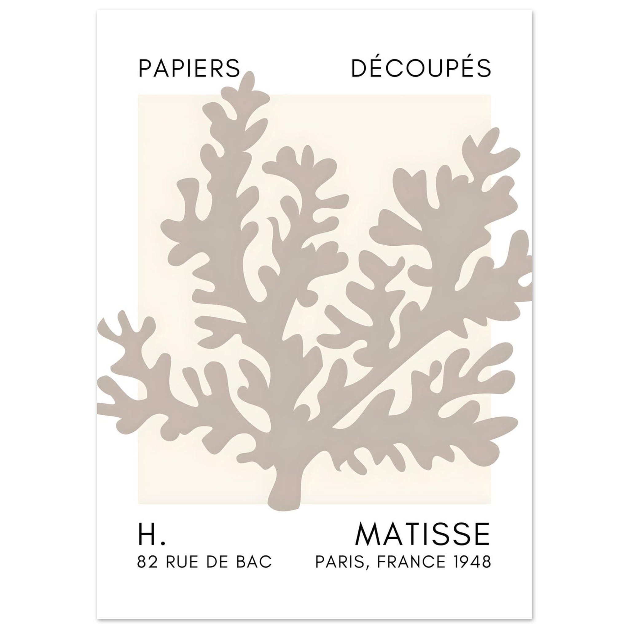 Artfulprints Poster Matisse – Aqua bloom grey - 50x70 cm - Grijs