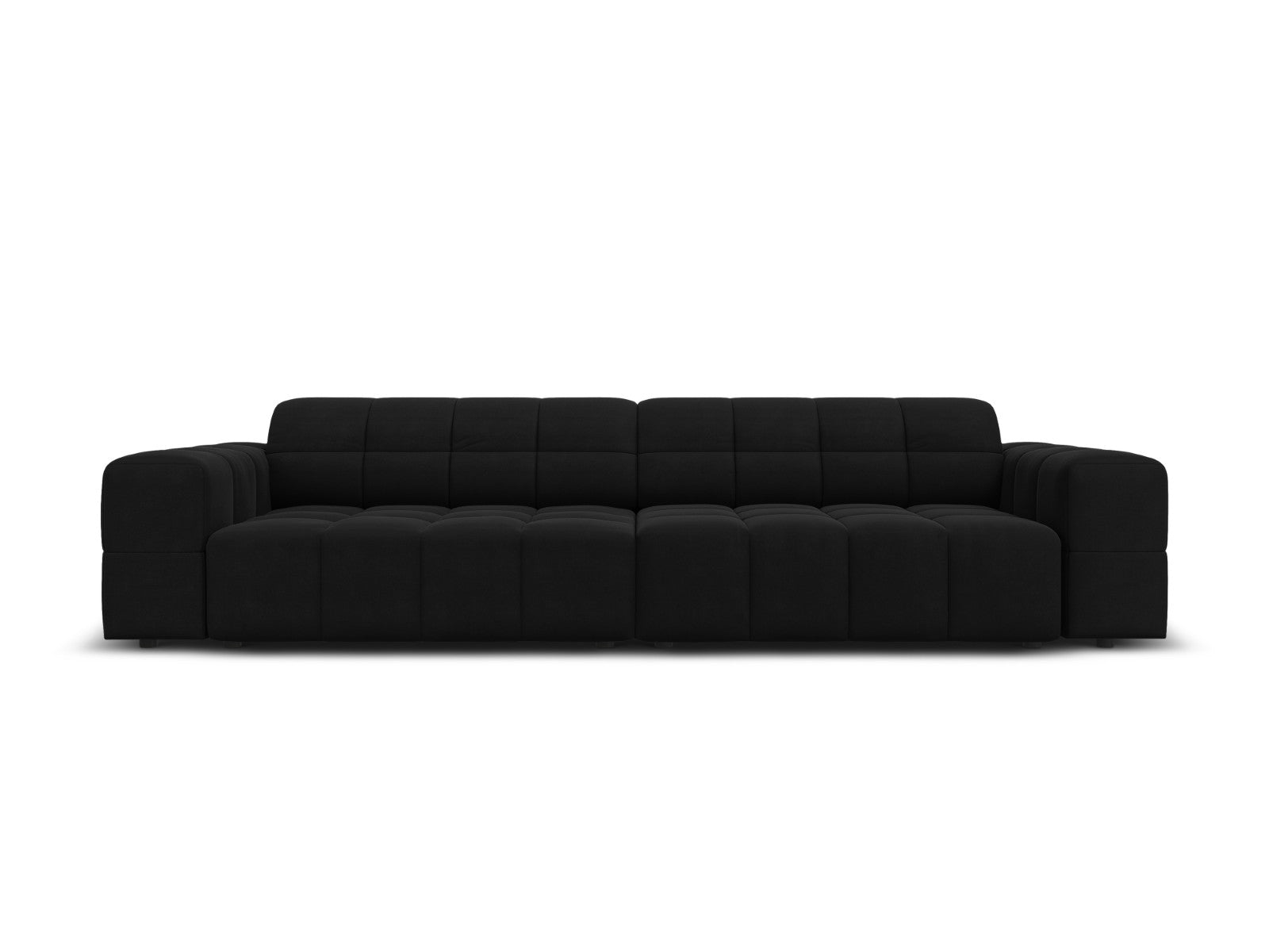 Cosmopolitan Design Bank Chicago 4-zits, flueel zwart - 102x252x78cm