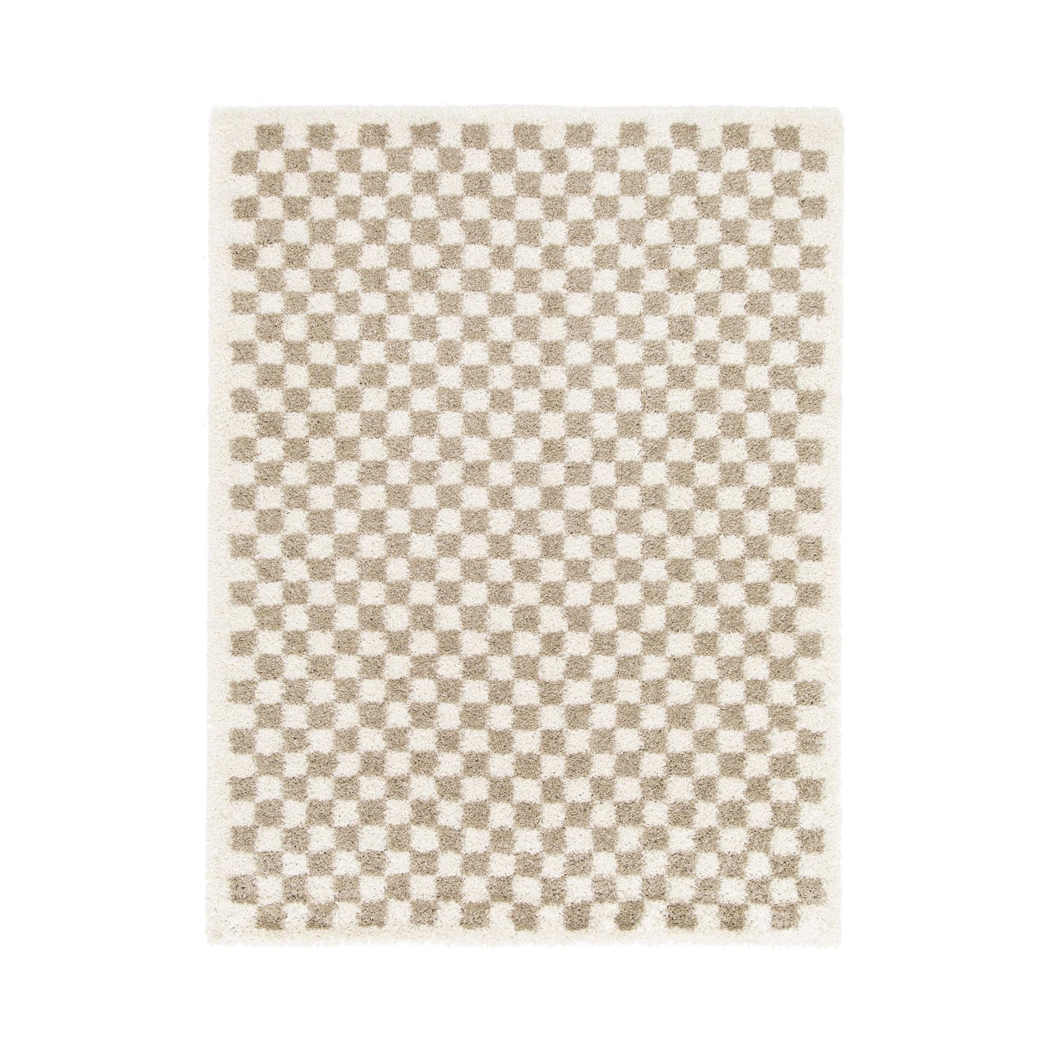 AFK Living vloerkleed Checkers - shaggy - beige - 80 x 150 cm