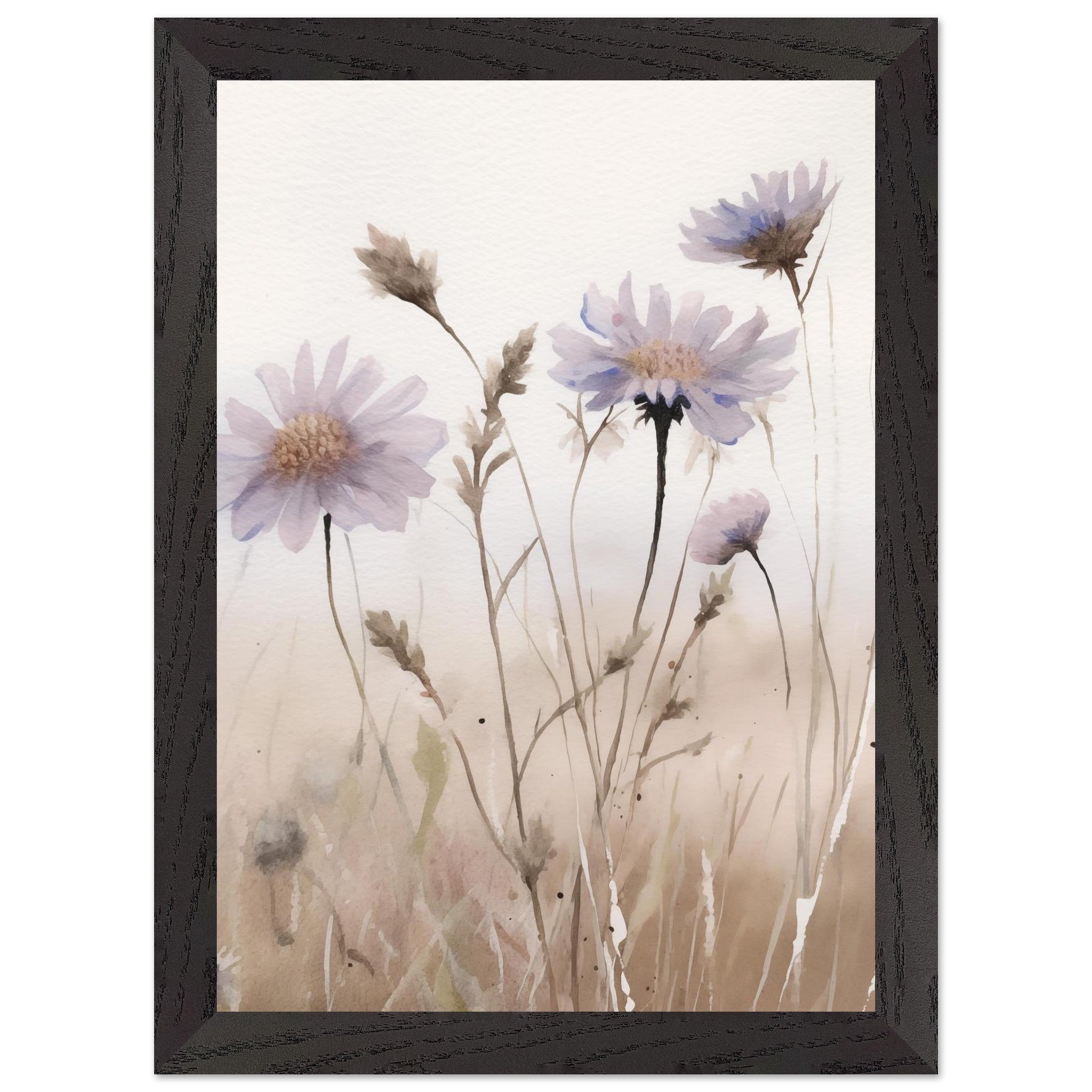 Artfulprints Poster met Lijst Flower aquarel 1 - A4 21x29.7 cm - Taupe