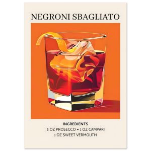Artfulprints Poster Negroni Sbagliato cocktail – Ingrediënten – 70×100 Artfulprints Poster Negroni Sbagliato cocktail – Ingrediënten – 70×100