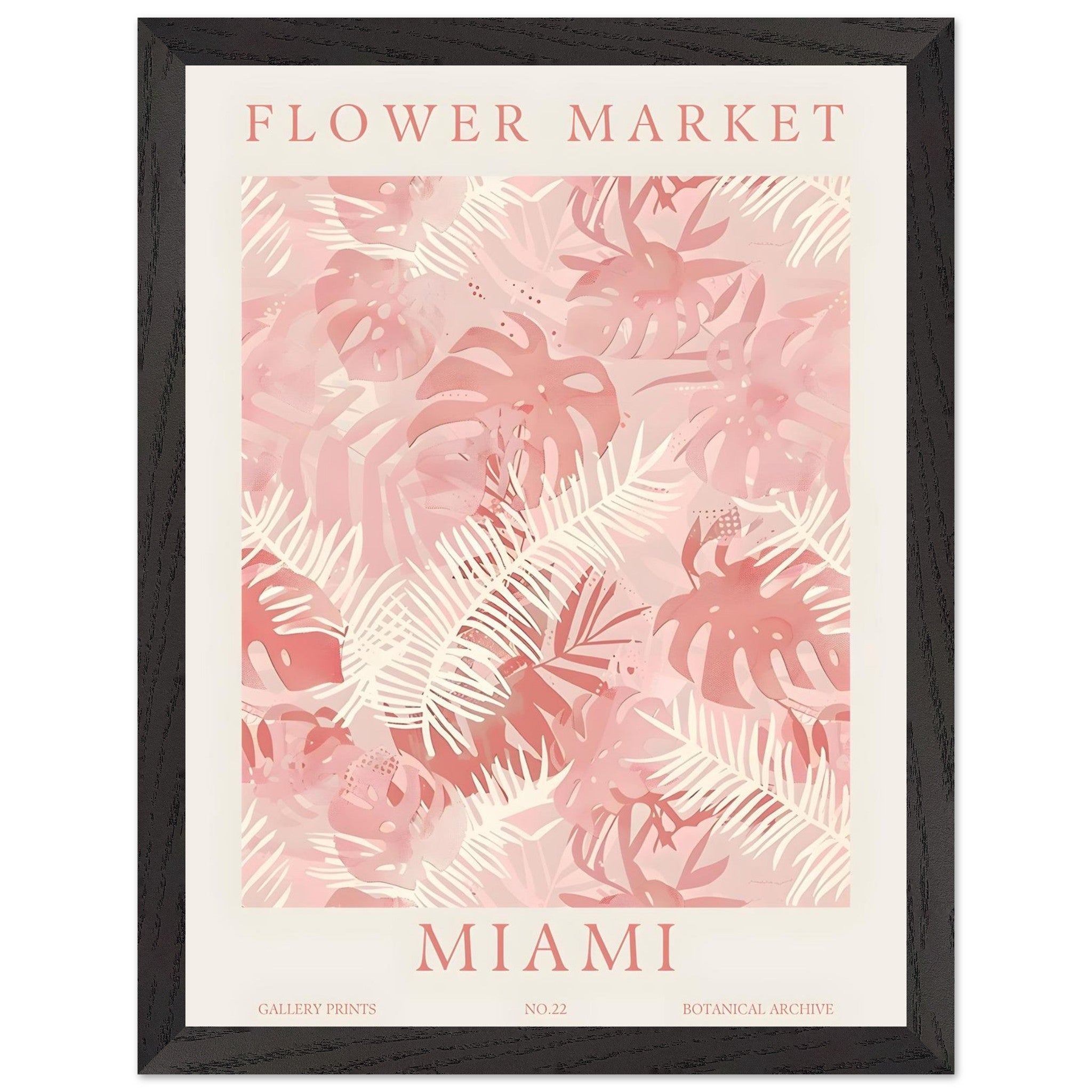 Artfulprints Poster met Lijst Flower market - Miami - 30x40 cm - Roze