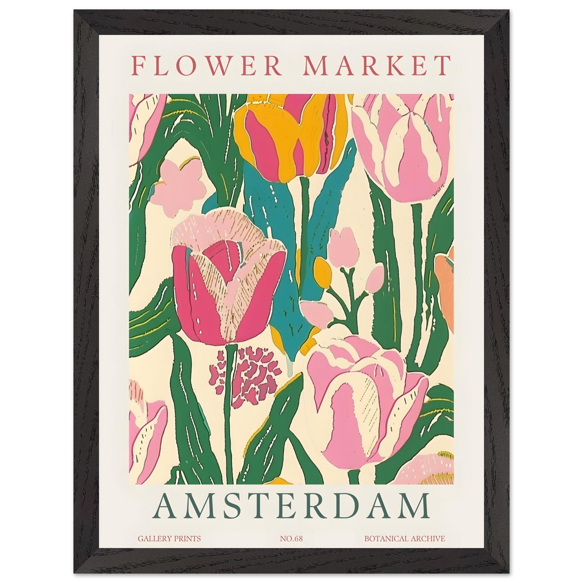 Artfulprints Poster met Lijst Flower market - Amsterdam II - 30x40 cm