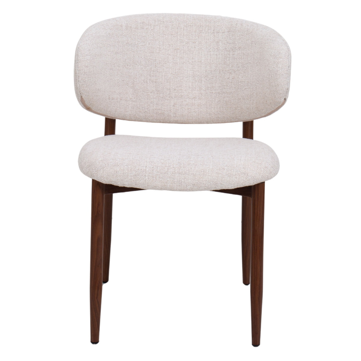 DÉJA Living Eetkamerstoel Jessie - Beige/Walnoot - Stoffen Stoel - Mid