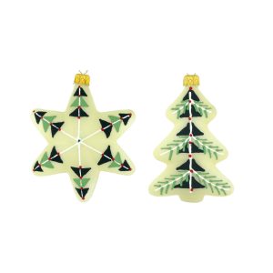 Dagmara kerstdecoratie – kerstboom- en stervorm – glas – set van 2 Dagmara kerstdecoratie – kerstboom- en stervorm – glas – set van 2