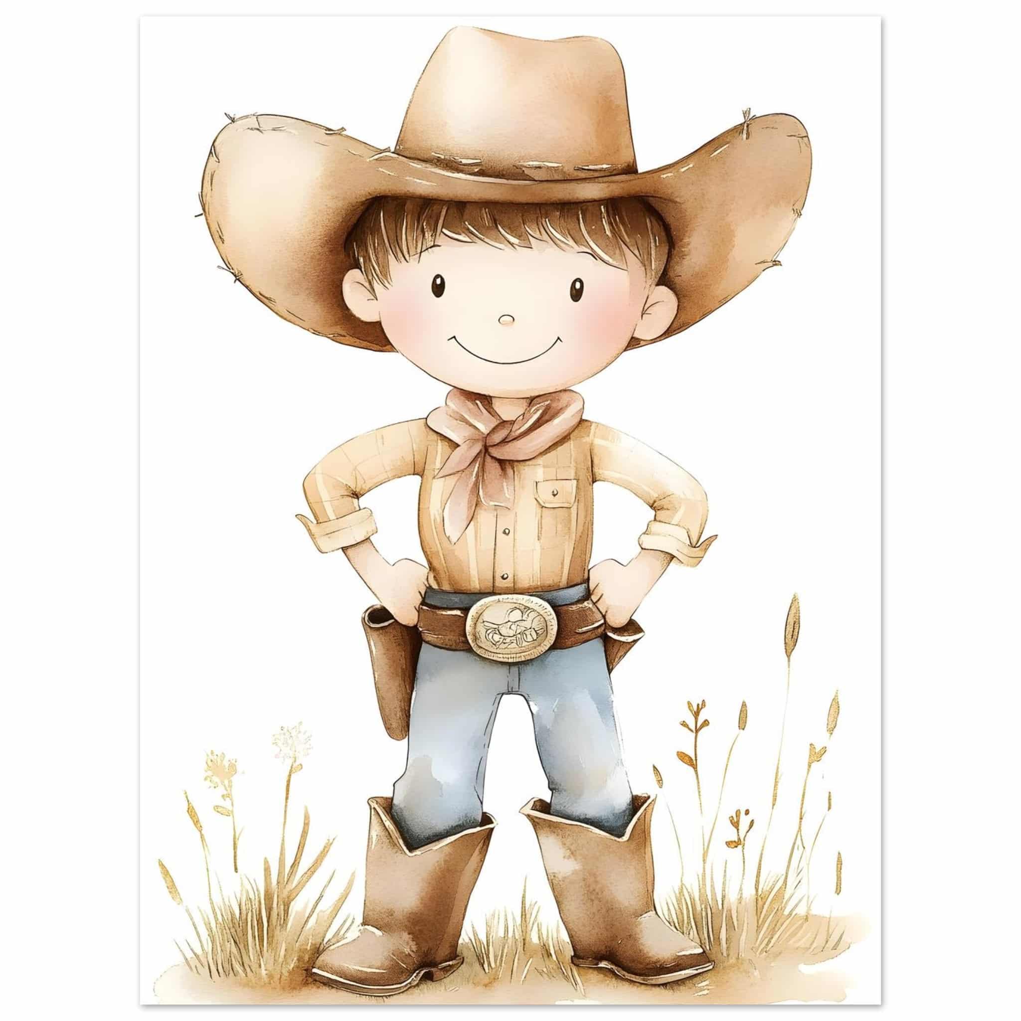Artfulprints Poster Avontuurlijke cowboy - 30x40 cm - Bruin