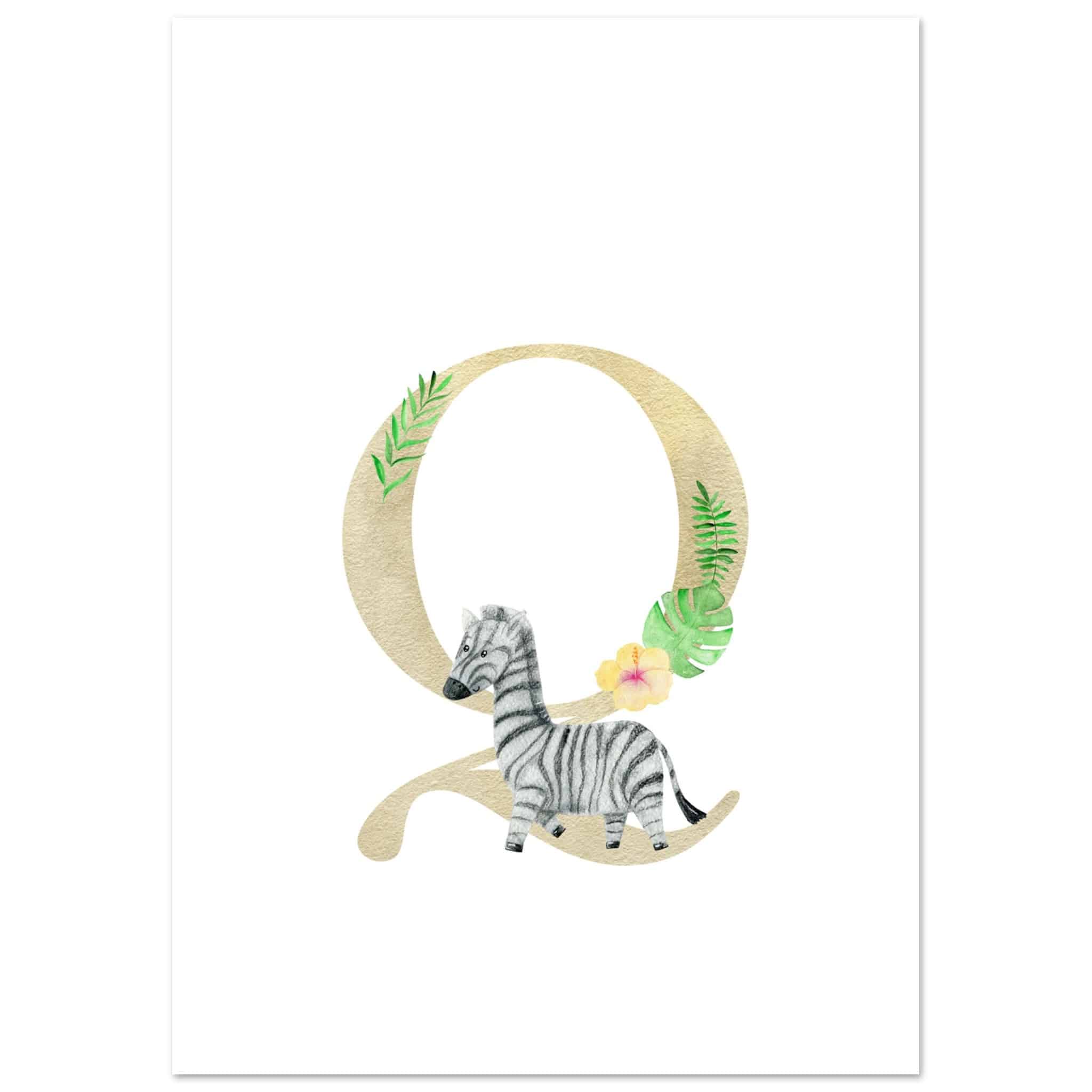 Artfulprints Poster Letter Q kindernaam - A4 21x29.7 cm - Meerkleurig