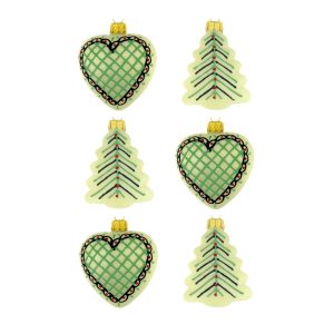 Dagmara kerstdecoratie – harten- en kerstboomvormen – set van 6 Dagmara kerstdecoratie – harten- en kerstboomvormen – set van 6