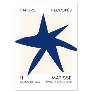 Artfulprints Poster Matisse – Star of the sea navy blue II – 70×100 cm Artfulprints Poster Matisse – Star of the sea navy blue II – 70×100 cm