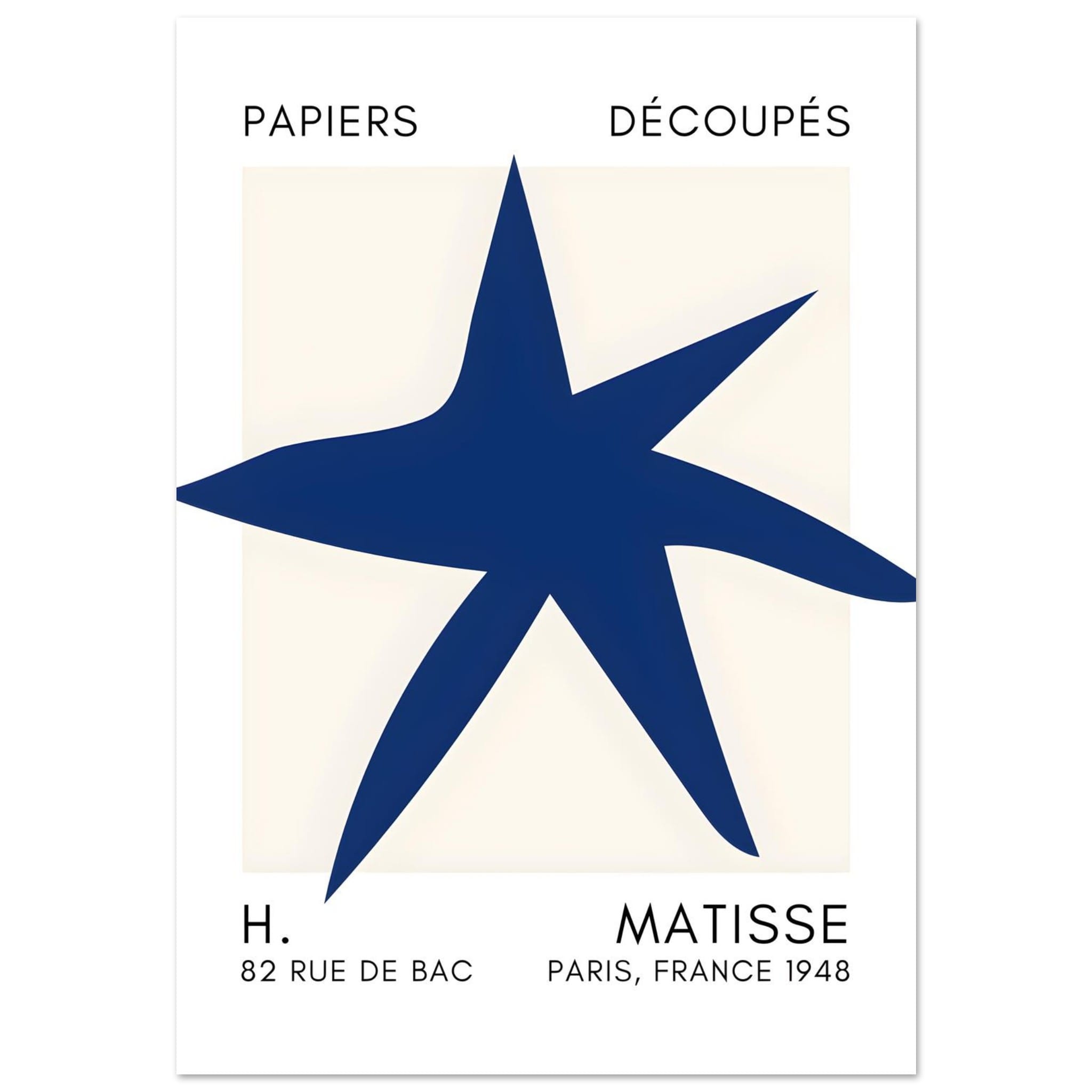 Artfulprints Poster Matisse – Star of the sea navy blue II - 70x100 cm