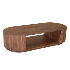 DÉJA Living Salontafel Ashley – Ovaal Donkerbruin Hout – 140x60x35cm