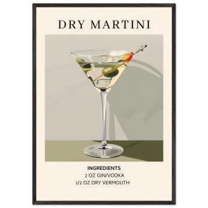 Artfulprints Poster met Lijst Dry Martini cocktail – Ingrediënten – 70 Artfulprints Poster met Lijst Dry Martini cocktail – Ingrediënten – 70