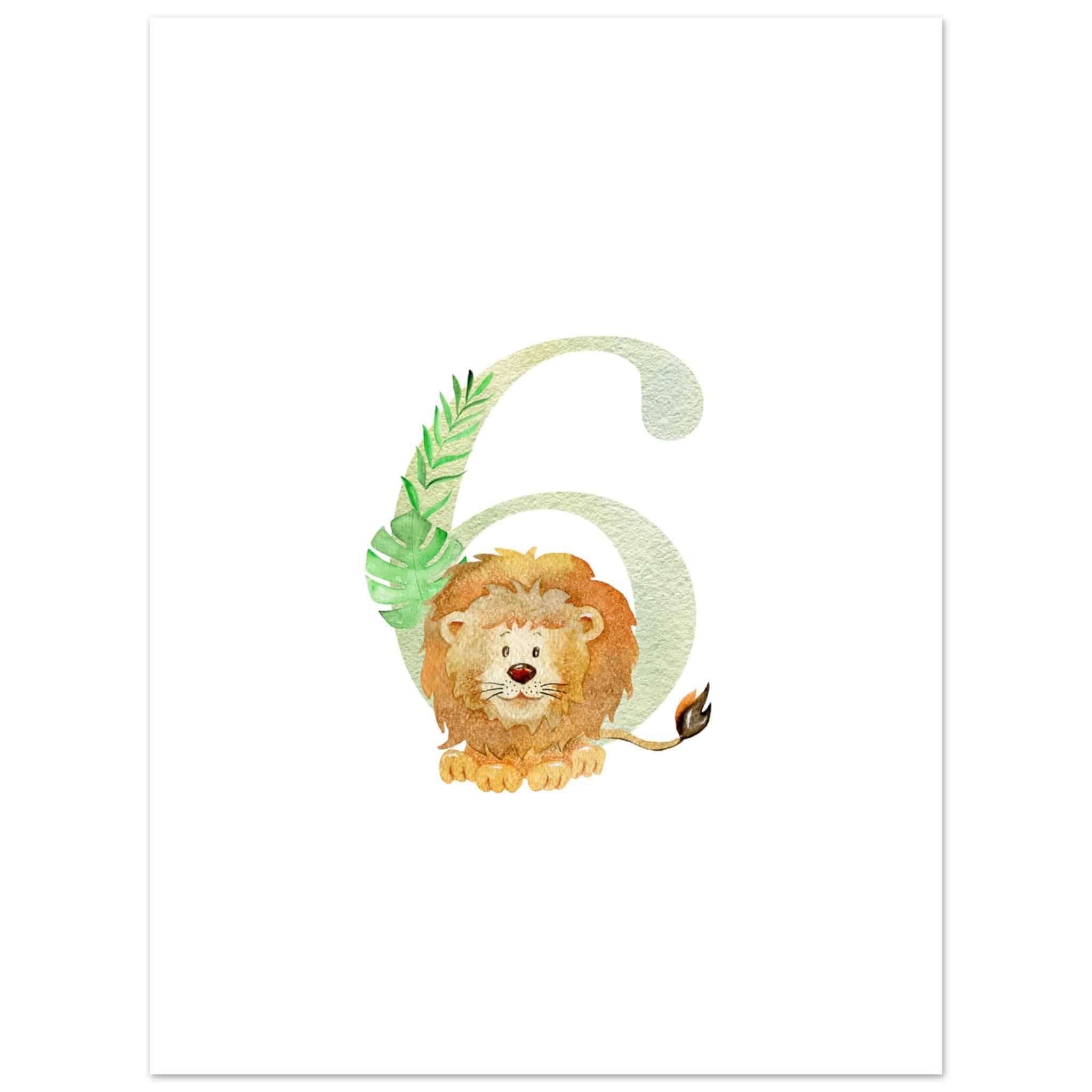 Artfulprints Poster Cijfer 6 kinderkamer - 30x40 cm - Meerkleurig