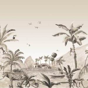 Catchii Behang Mural Jungle Landscape sepia Catchii Behang Mural Jungle Landscape sepia