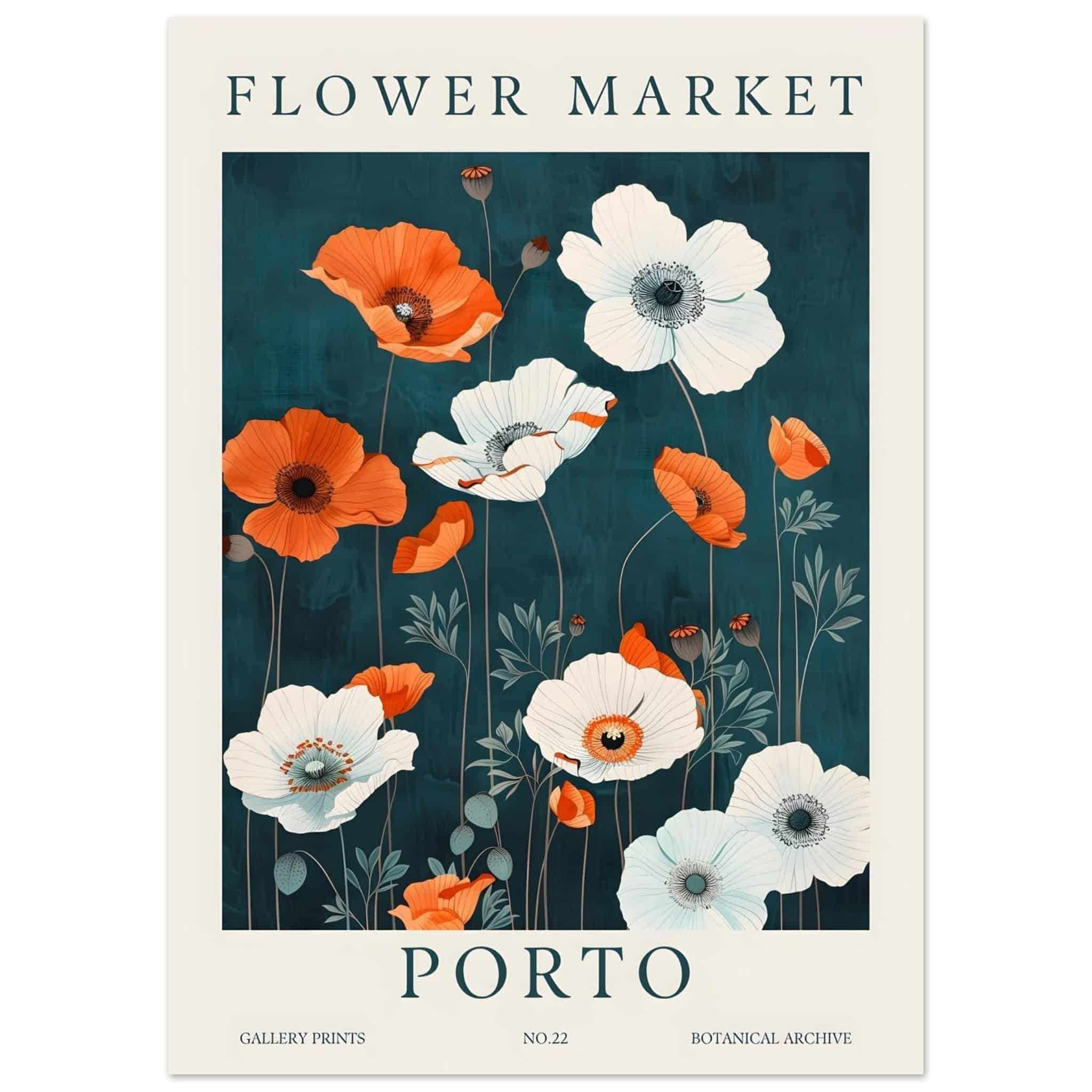 Artfulprints Poster Flower market - Porto - 50x70 cm - Meerkleurig