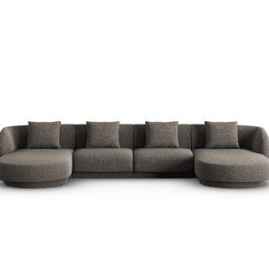 Cosmopolitan Design Panoramische bank Tulum 5-zits, chenille, grijs – Cosmopolitan Design Panoramische bank Tulum 5-zits, chenille, grijs –