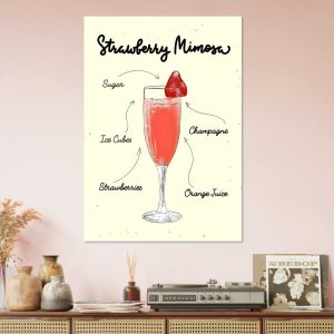 Artfulprints Strawberry Mimosa cocktail – Illustratie poster 70×100 cm Artfulprints Strawberry Mimosa cocktail – Illustratie poster 70×100 cm