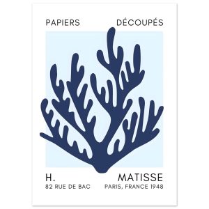 Artfulprints Poster Matisse – Coral harmony navy blue I – 50×70 cm – B Artfulprints Poster Matisse – Coral harmony navy blue I – 50×70 cm – B