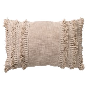FARA – kussenhoes 40×60 cm – 100% katoen – met franjes – Pumice Stone