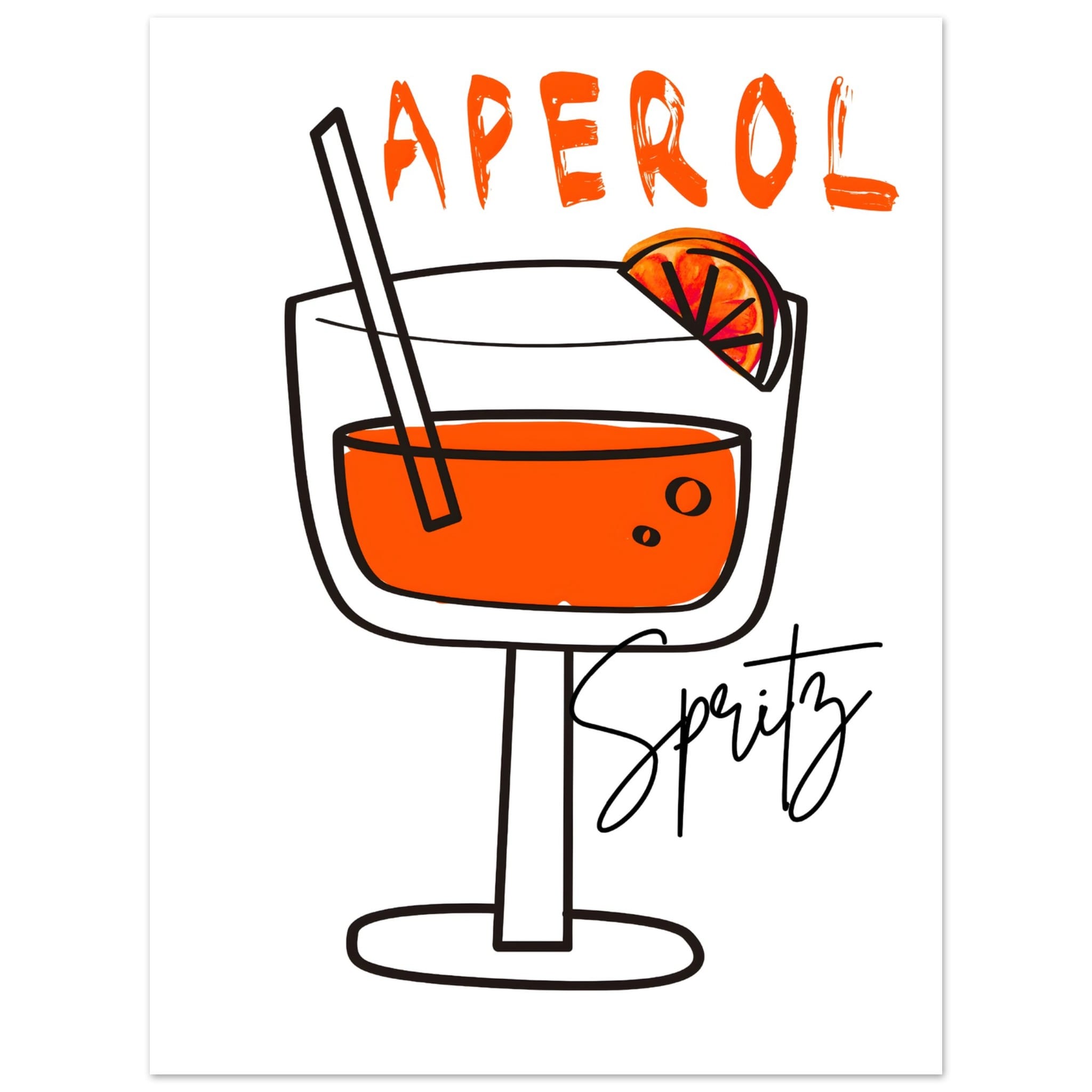 Artfulprints Poster Aperol Spritz - Minimalistic - 30x40 cm - Oranje