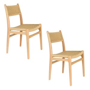 Dutchbone Cecile Eetkamerstoelen Hout Naturel – Set van 2 Dutchbone Cecile Eetkamerstoelen Hout Naturel – Set van 2