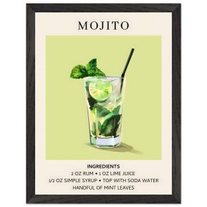 Artfulprints Poster met Lijst Mojito cocktail – Ingrediënten – 30×40 c Artfulprints Poster met Lijst Mojito cocktail – Ingrediënten – 30×40 c