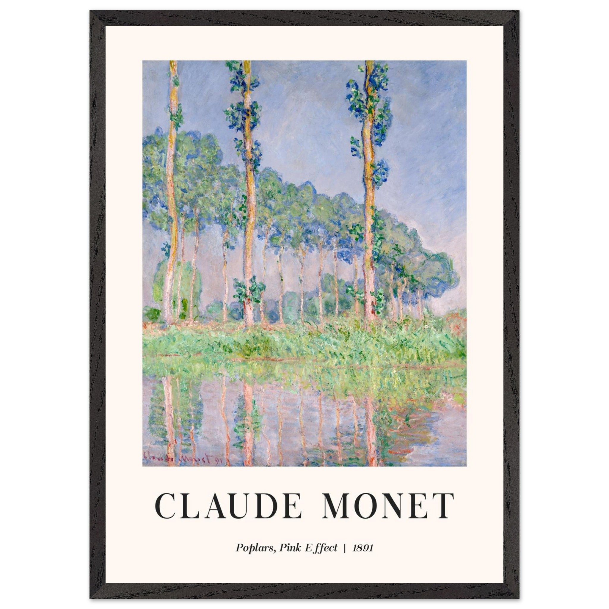 Artfulprints Poster met Lijst Claude Monet - Poplars, pink effect - 50