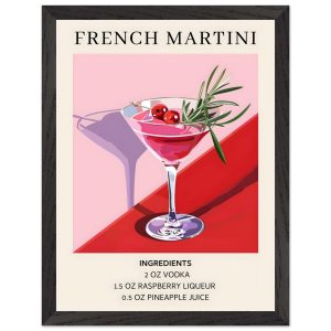 Artfulprints Poster met Lijst French Martini cocktail – Ingrediënten – Artfulprints Poster met Lijst French Martini cocktail – Ingrediënten –