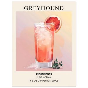 Artfulprints Poster Greyhound cocktail – Ingrediënten – 30×40 cm – Roz Artfulprints Poster Greyhound cocktail – Ingrediënten – 30×40 cm – Roz