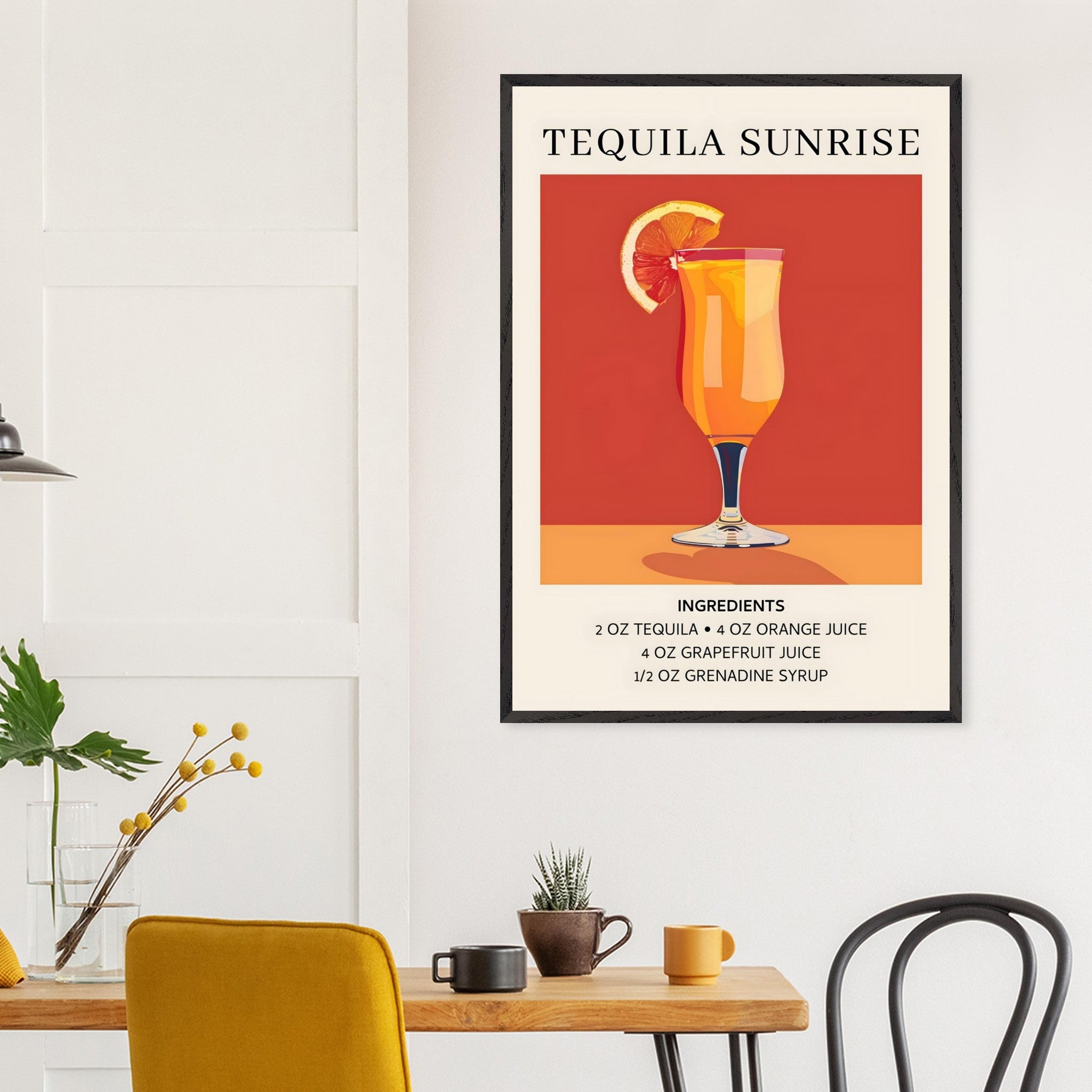 Artfulprints Poster Tequila Sunrise cocktail - Ingrediënten - 70x100 c