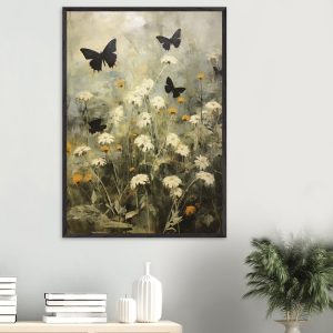 Artfulprints Poster Butterflies in flowerfield 2 – 70×100 cm – Groen
