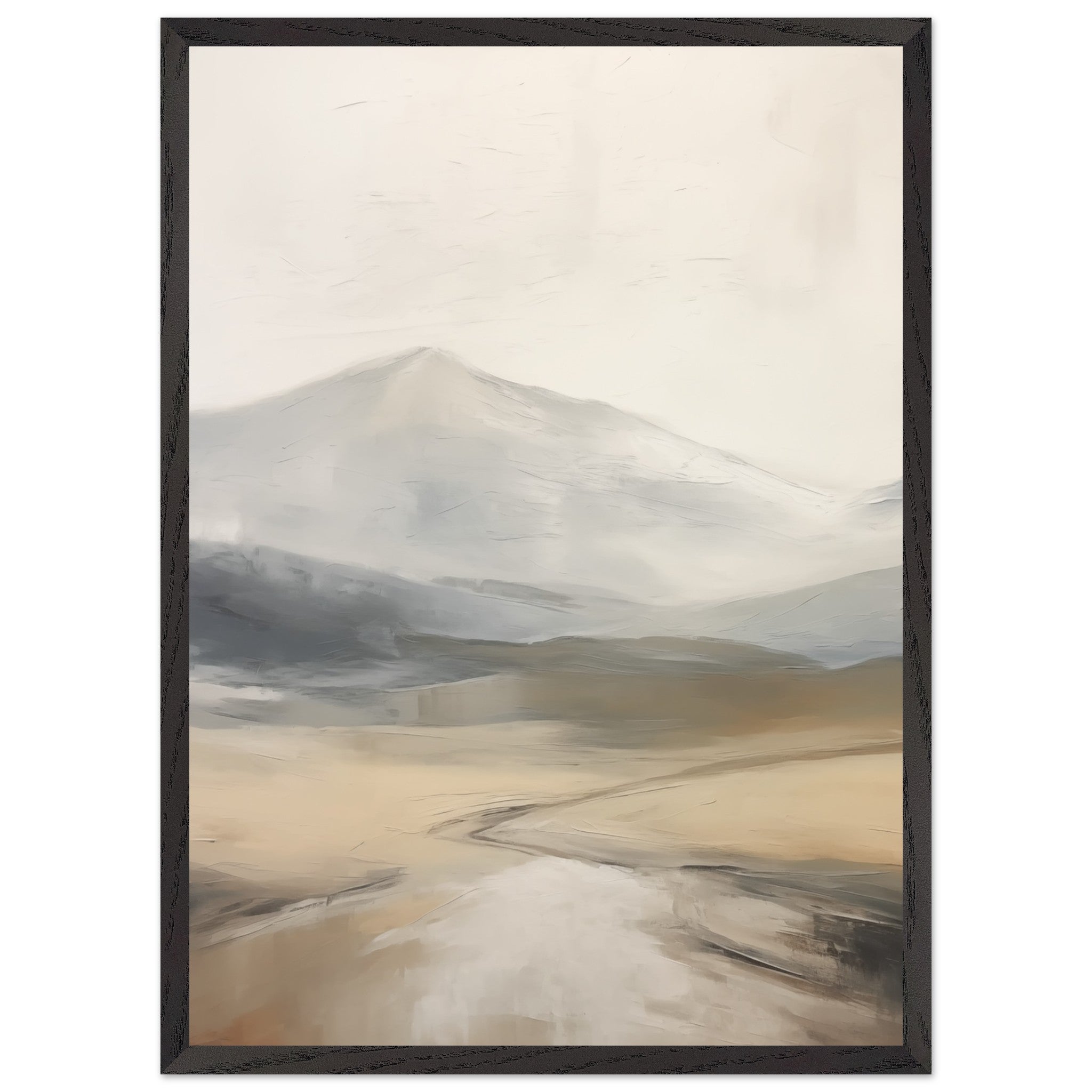 Artfulprints Poster met Lijst Abstract - Fuji path - 50x70 cm - Taupe