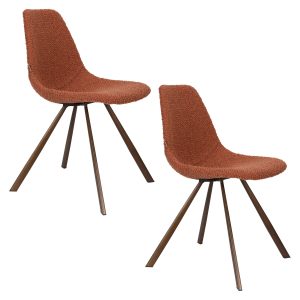 Dutchbone Franky Eetkamerstoelen Bouclé Terra – Set van 2 Dutchbone Franky Eetkamerstoelen Bouclé Terra – Set van 2