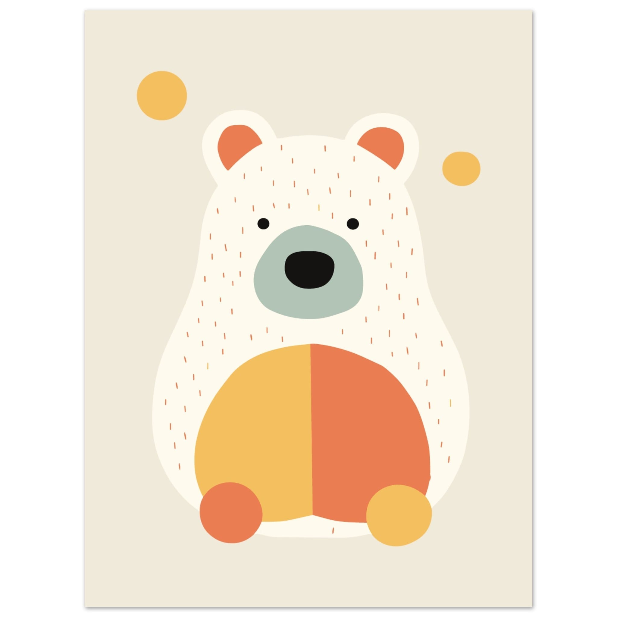 Artfulprints Poster Beertje kleur - 30x40 cm - Meerkleurig