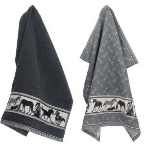 Luxe Keukendoek en Theedoek Paard Antraciet – Bunzlau Castle – 100% bi Luxe Keukendoek en Theedoek Paard Antraciet – Bunzlau Castle – 100% bi