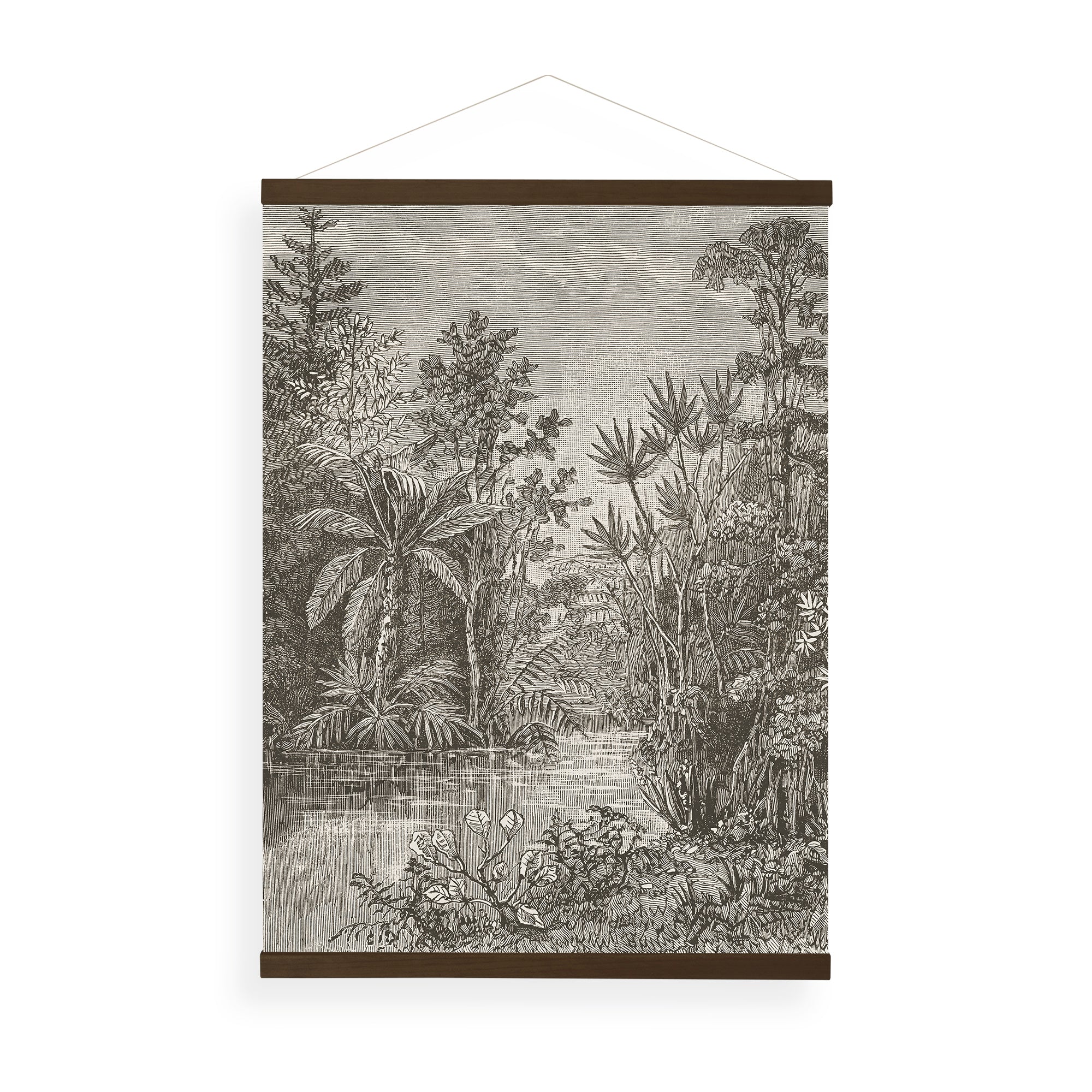 Art for the Home Hangende Poster Linnen - Jungle Landschap Sepia - 80x