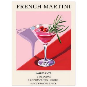 Artfulprints Poster French Martini cocktail – Ingrediënten – 30×40 cm Artfulprints Poster French Martini cocktail – Ingrediënten – 30×40 cm