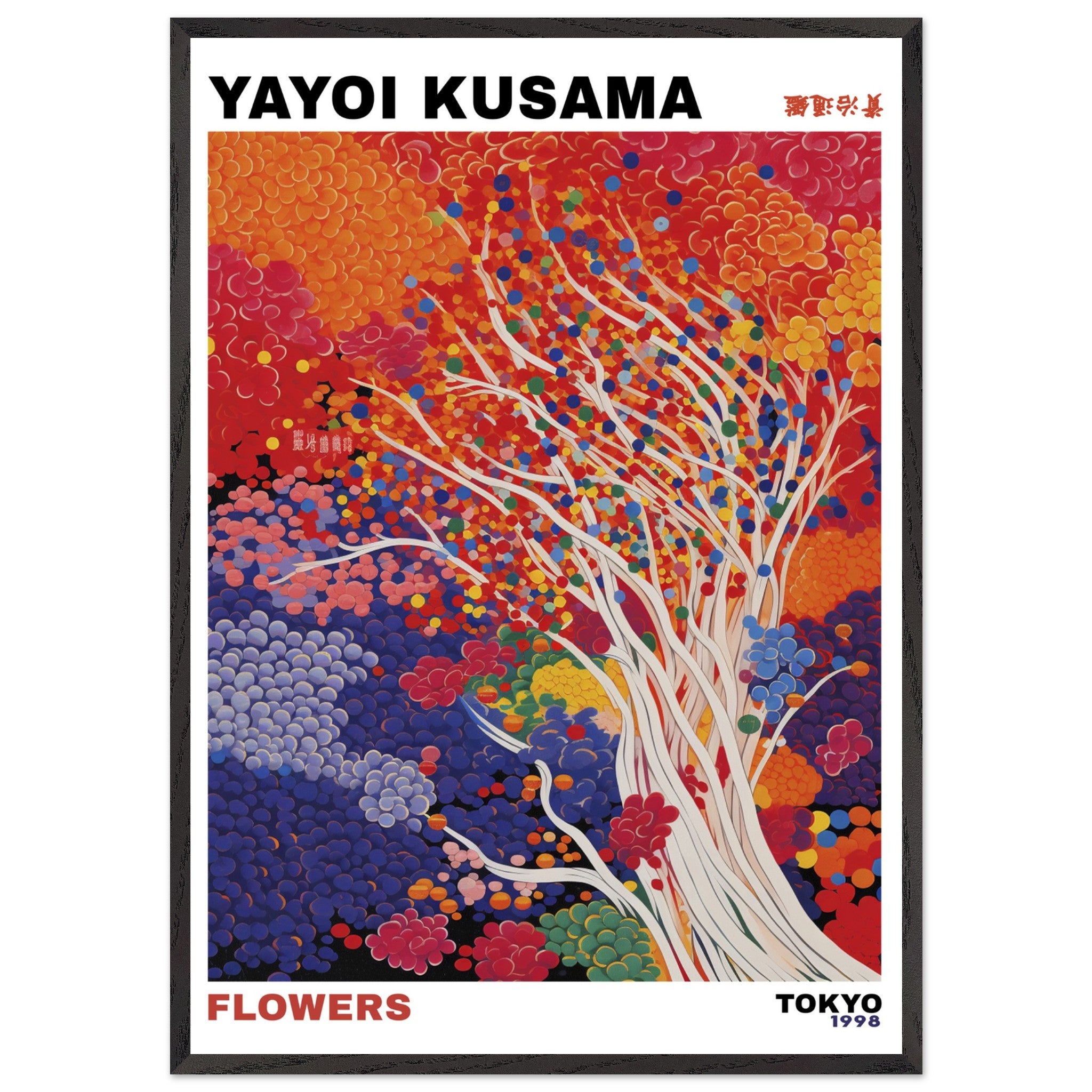 Artfulprints Poster met Lijst Yayoi Kusama - Artistic tree - 70x100 cm