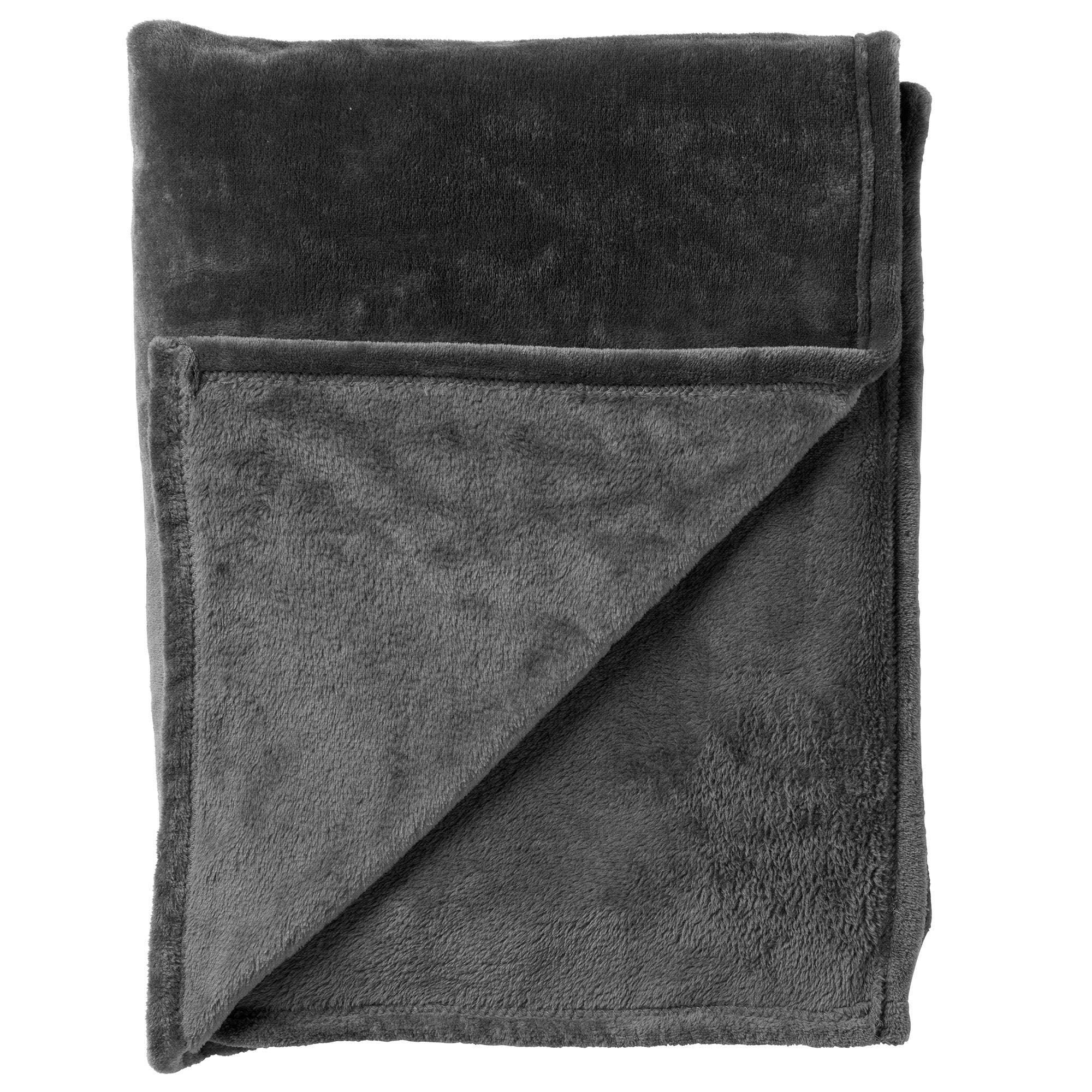 MARLEY - plaid 150x200 cm - fleece deken - extra dik - Charcoal Gray -