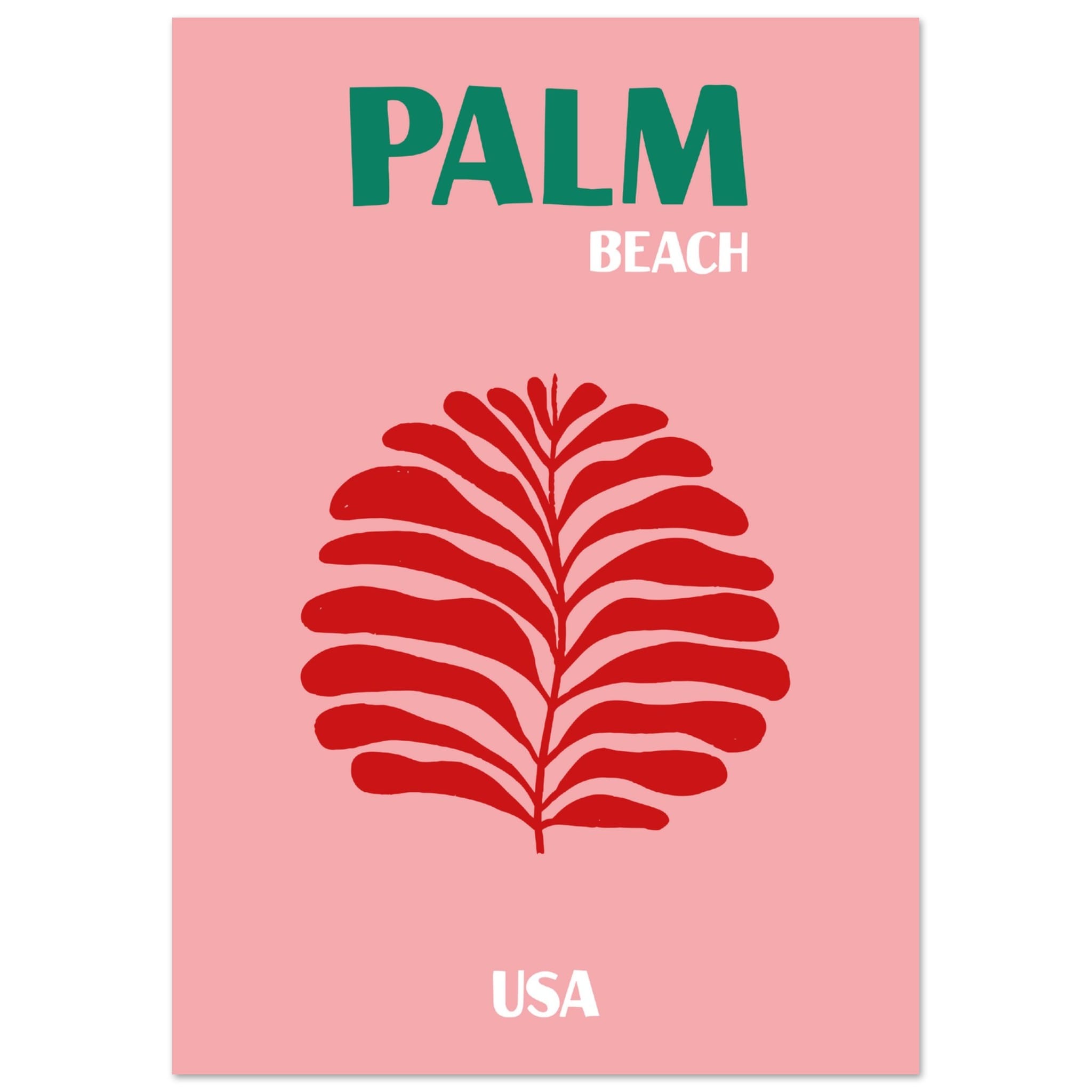 Artfulprints Poster USA - Palm Beach - A4 21x29.7 cm - Roze