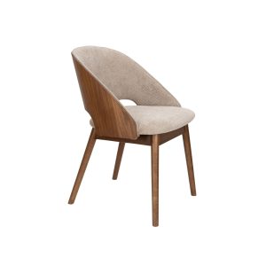 Dutchbone Velore Eetkamerstoel Walnoot/ Beige Dutchbone Velore Eetkamerstoel Walnoot/ Beige