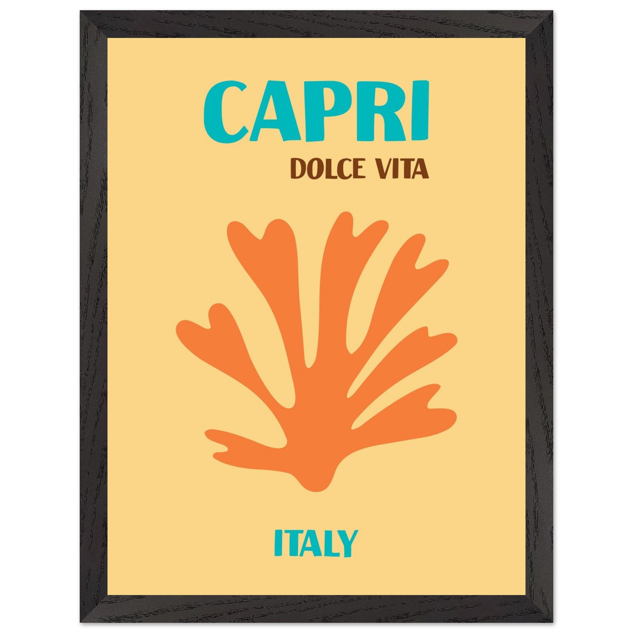 Artfulprints Poster met Lijst Italië - Capri - 30x40 cm - Oranje